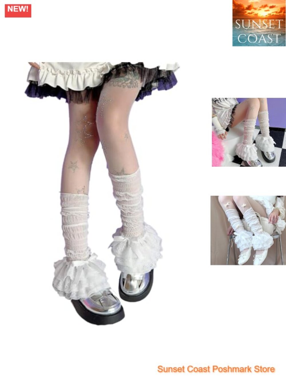 Lace Bow Leg Warmers Loose High Socks Y2K Japanese Harajuku Cosplay